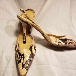 Snake skin pattern sling backs